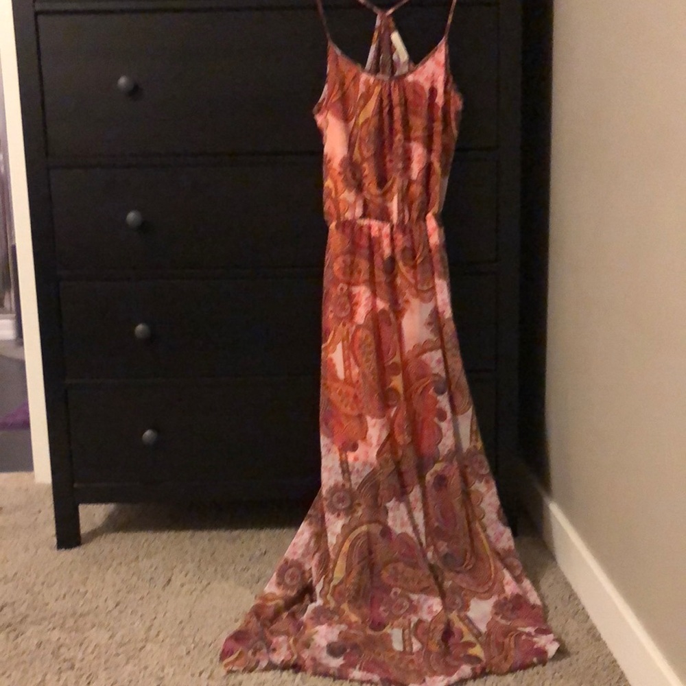 Pink and Orange Maxi Dress